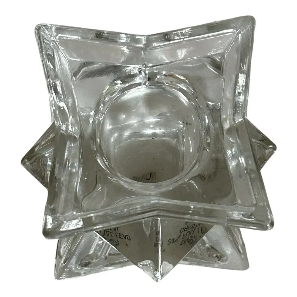 Set of 2 Vintage Avon 24% Lead Crystal Candlestick Holder Geometric Stackable